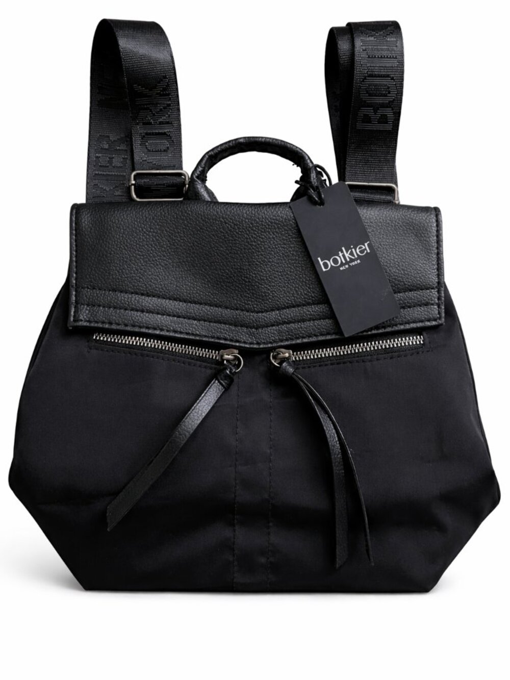 BOTKIER Trigger Mini Black Vegan Leather Trim Nylon Backpack Handbag